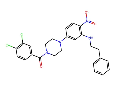 (3,4-dichlorophenyl)-[4-[4-nitro-3-(phenethylamino)phenyl]piperazin-1-yl]methanone structure