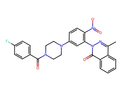 2-[5-[4-(4-Fluorobenzoyl)piperazin-1-yl]-2-nitrophenyl]-4-methylphthalazin-1-one structure