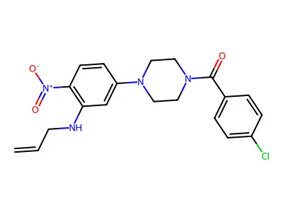 (4-Chlorophenyl)-[4-[4-nitro-3-(prop-2-enylamino)phenyl]piperazin-1-yl]methanone structure
