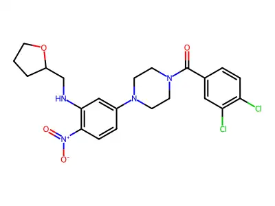 (3,4-dichlorophenyl)-[4-[4-nitro-3-(oxolan-2-ylmethylamino)phenyl]piperazin-1-yl]methanone structure