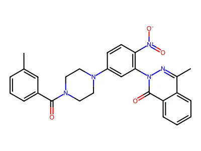 4-Methyl-2-[5-[4-(3-methylbenzoyl)piperazin-1-yl]-2-nitrophenyl]phthalazin-1-one structure