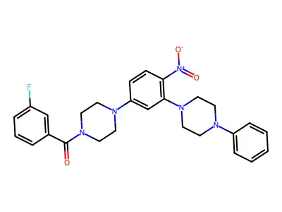 (3-fluorophenyl)-[4-[4-nitro-3-(4-phenylpiperazin-1-yl)phenyl]piperazin-1-yl]methanone structure