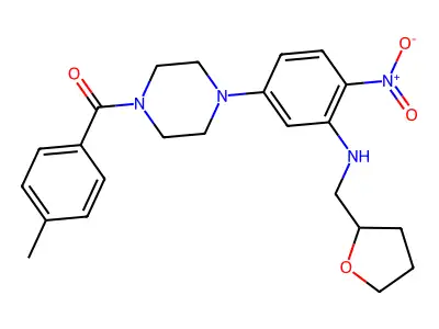 (4-methylphenyl)-[4-[4-nitro-3-(oxolan-2-ylmethylamino)phenyl]piperazin-1-yl]methanone structure