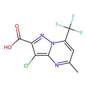 3-chloro-5-methyl-7-(trifluoromethyl)pyrazolo[1,5-a]pyrimidine-2-carboxylic acid structure