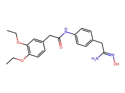 N-[4-(2-amino-2-hydroxyiminoethyl)phenyl]-2-(3,4-diethoxyphenyl)acetamide structure
