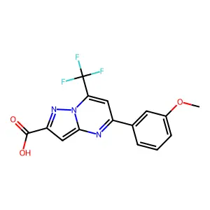 5-(3-methoxyphenyl)-7-(trifluoromethyl)pyrazolo[1,5-a]pyrimidine-2-carboxylic acid structure
