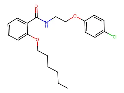 N-[2-(4-chlorophenoxy)ethyl]-2-hexoxybenzamide structure