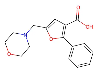 5-Morpholin-4-ylmethyl-2-phenyl-furan-3-carboxylic acid structure