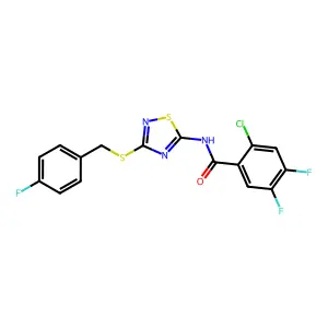 2-chloro-4,5-difluoro-N-{3-[(4-fluorobenzyl)sulfanyl]-1,2,4-thiadiazol-5-yl}benzamide structure