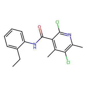 2,5-dichloro-N-(2-ethylphenyl)-4,6-dimethylpyridine-3-carboxamide structure