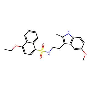 4-ethoxy-N-[2-(5-methoxy-2-methyl-1H-indol-3-yl)ethyl]naphthalene-1-sulfonamide structure