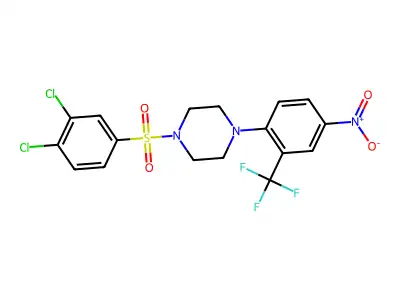 1-(3,4-Dichlorophenyl)sulfonyl-4-[4-nitro-2-(trifluoromethyl)phenyl]piperazine structure