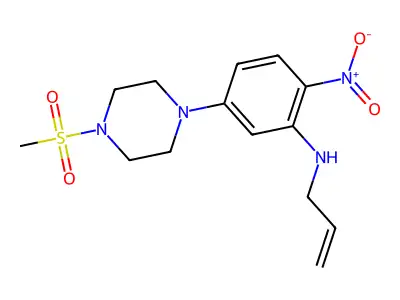 5-(4-methylsulfonylpiperazin-1-yl)-2-nitro-N-prop-2-enylaniline structure