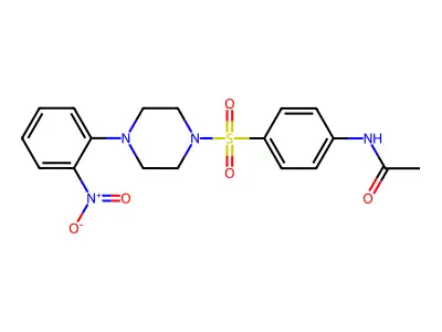 N-[4-[4-(2-nitrophenyl)piperazin-1-yl]sulfonylphenyl]acetamide structure