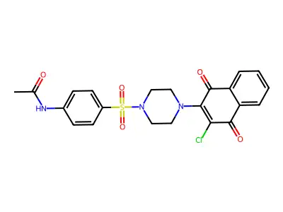 N-[4-[4-(3-chloro-1,4-dioxonaphthalen-2-yl)piperazin-1-yl]sulfonylphenyl]acetamide structure