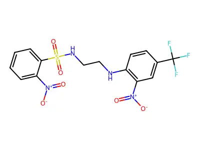 2-nitro-N-[2-[2-nitro-4-(trifluoromethyl)anilino]ethyl]benzenesulfonamide structure