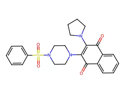 2-[4-(Benzenesulfonyl)piperazin-1-yl]-3-pyrrolidin-1-ylnaphthalene-1,4-dione structure