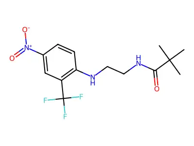 2,2-dimethyl-N-[2-[4-nitro-2-(trifluoromethyl)anilino]ethyl]propanamide structure