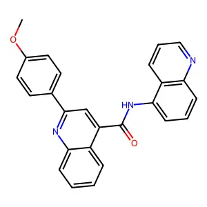 2-(4-methoxyphenyl)-N-quinolin-5-ylquinoline-4-carboxamide structure
