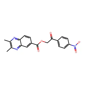 2-(4-Nitrophenyl)-2-oxoethyl 2,3-dimethylquinoxaline-6-carboxylate structure