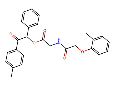 2-oxo-1-phenyl-2-(p-tolyl)ethyl 2-(2-(o-tolyloxy)acetamido)acetate structure