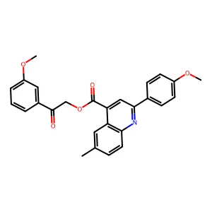 [2-(3-methoxyphenyl)-2-oxoethyl] 2-(4-methoxyphenyl)-6-methylquinoline-4-carboxylate structure
