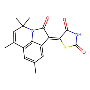 (5Z)-5-(4,4,6,8-tetramethyl-2-oxo-4H-pyrrolo[3,2,1-ij]quinolin-1(2H)-ylidene)-1,3-thiazolidine-2,4-dione structure