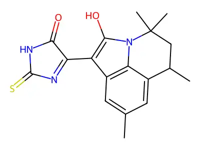 (1Z)-4,4,6,8-tetramethyl-1-(5-oxo-2-thioxoimidazolidin-4-ylidene)-5,6-dihydro-4H-pyrrolo[3,2,1-ij]quinolin-2(1H)-one structure