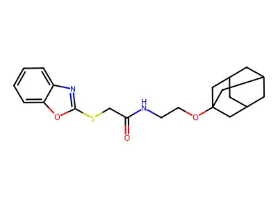N-(2-adamantanyloxyethyl)-2-benzoxazol-2-ylthioacetamide structure