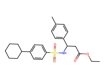 Ethyl 3-{[(4-cyclohexylphenyl)sulfonyl]amino}-3-(4-methylphenyl)propanoate structure
