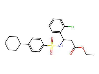 Ethyl 3-(2-chlorophenyl)-3-{[(4-cyclohexylphenyl)sulfonyl]amino}propanoate structure