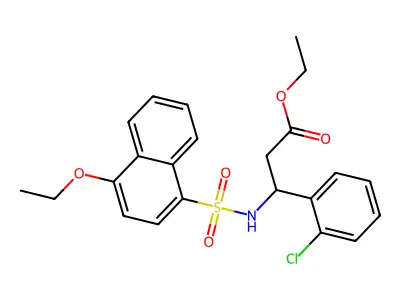 Ethyl 3-(2-chlorophenyl)-3-{[(4-ethoxynaphthyl)sulfonyl]amino}propanoate structure