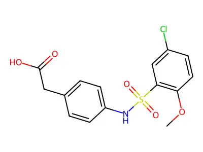 (4-{[(5-Chloro-2-methoxyphenyl)sulfonyl]amino}phenyl)acetic acid structure
