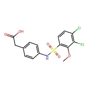 (4-{[(3,4-Dichloro-2-methoxyphenyl)sulfonyl]amino}phenyl)acetic acid structure