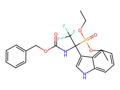 [1-Benzyloxycarbonylamino-2,2,2-trifluoro-1-(1H-indol-3-yl)-ethyl]-phosphonic acid diethylester structure
