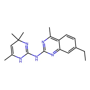 7-ethyl-4-methyl-N-(4,4,6-trimethyl-1,4-dihydropyrimidin-2-yl)quinazolin-2-amine structure