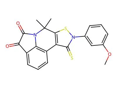 9-(3-methoxyphenyl)-7,7-dimethyl-10-thioxo-9,10-dihydro-7H-pyrrolo[3,2,1-ij][1,2]thiazolo[5,4-c]quinoline-4,5-dione structure