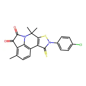 9-(4-chlorophenyl)-3,7,7-trimethyl-10-thioxo-9,10-dihydro-7H-isothiazolo[5,4-c]pyrrolo[3,2,1-ij]quinoline-4,5-dione structure