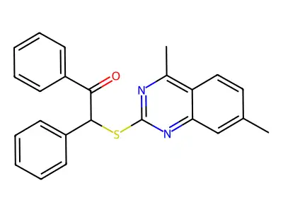2-[(4,7-Dimethyl-2-quinazolinyl)thio]-1,2-diphenylethanone structure