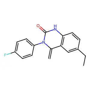 6-ethyl-3-(4-fluorophenyl)-4-methylidene-1H-quinazolin-2-one structure