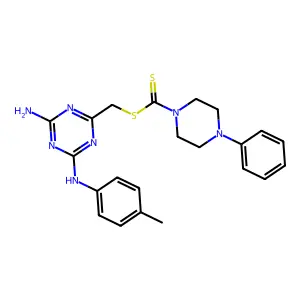 {4-amino-6-[(4-methylphenyl)amino]-1,3,5-triazin-2-yl}methyl 4-phenylpiperazine-1-carbodithioate structure