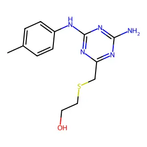 2-(4-Amino-6-p-tolylamino-[1,3,5]triazin-2-ylmethylsulfanyl)-ethanol structure