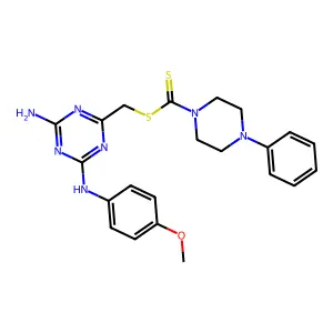 {4-amino-6-[(4-methoxyphenyl)amino]-1,3,5-triazin-2-yl}methyl 4-phenylpiperazine-1-carbodithioate structure