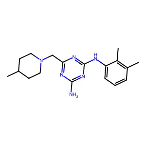 N-(2,3-dimethylphenyl)-6-[(4-methyl-1-piperidinyl)methyl]-1,3,5-triazine-2,4-diamine structure