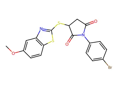 1-(4-bromophenyl)-3-[(5-methoxy-1,3-benzothiazol-2-yl)sulfanyl]pyrrolidine-2,5-dione structure
