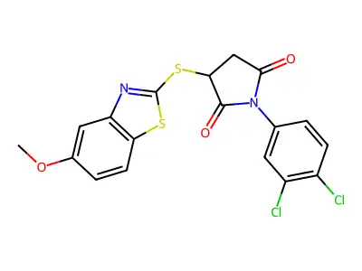 1-(3,4-dichlorophenyl)-3-[(5-methoxy-1,3-benzothiazol-2-yl)sulfanyl]pyrrolidine-2,5-dione structure