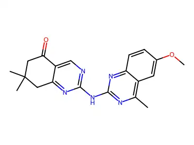 2-((6-methoxy-4-methylquinazolin-2-yl)amino)-7,7-dimethyl-7,8-dihydroquinazolin-5(6H)-one structure