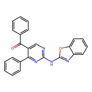 2-(Benzoxazol-2-ylamino)-4-phenylpyrimidin-5-yl phenyl ketone structure