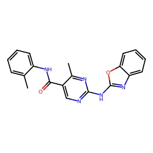 2-(1,3-benzoxazol-2-ylamino)-4-methyl-N-(2-methylphenyl)pyrimidine-5-carboxamide structure