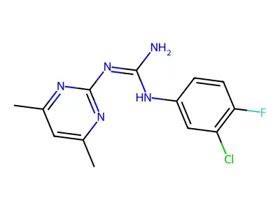 1-(3-Chloro-4-fluorophenyl)-3-(4,6-dimethylpyrimidin-2-yl)guanidine structure